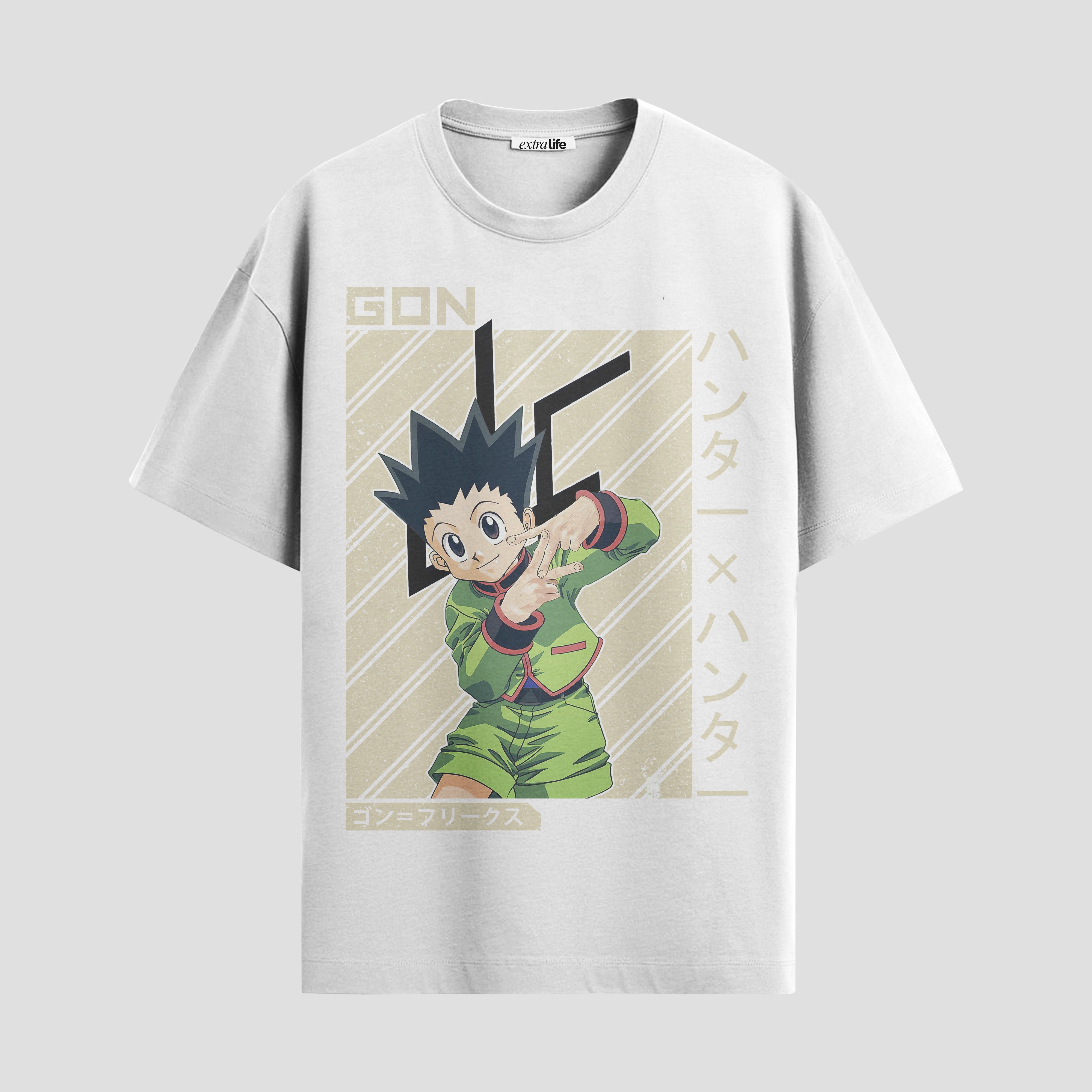 Playera urbana de anime y gaming ExtraLife MX, corte Standard Fit unisex ligero y transpirable en color Deep Black y Pure White, ropa de uso diario para gym y casual.