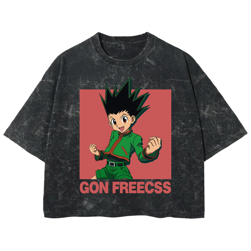 Playera streetwear premium de anime y gaming ExtraLife MX, corte boxy deluxe mineral wash heavyweight en color Acid Wash, moda urbana mexicana de culto.