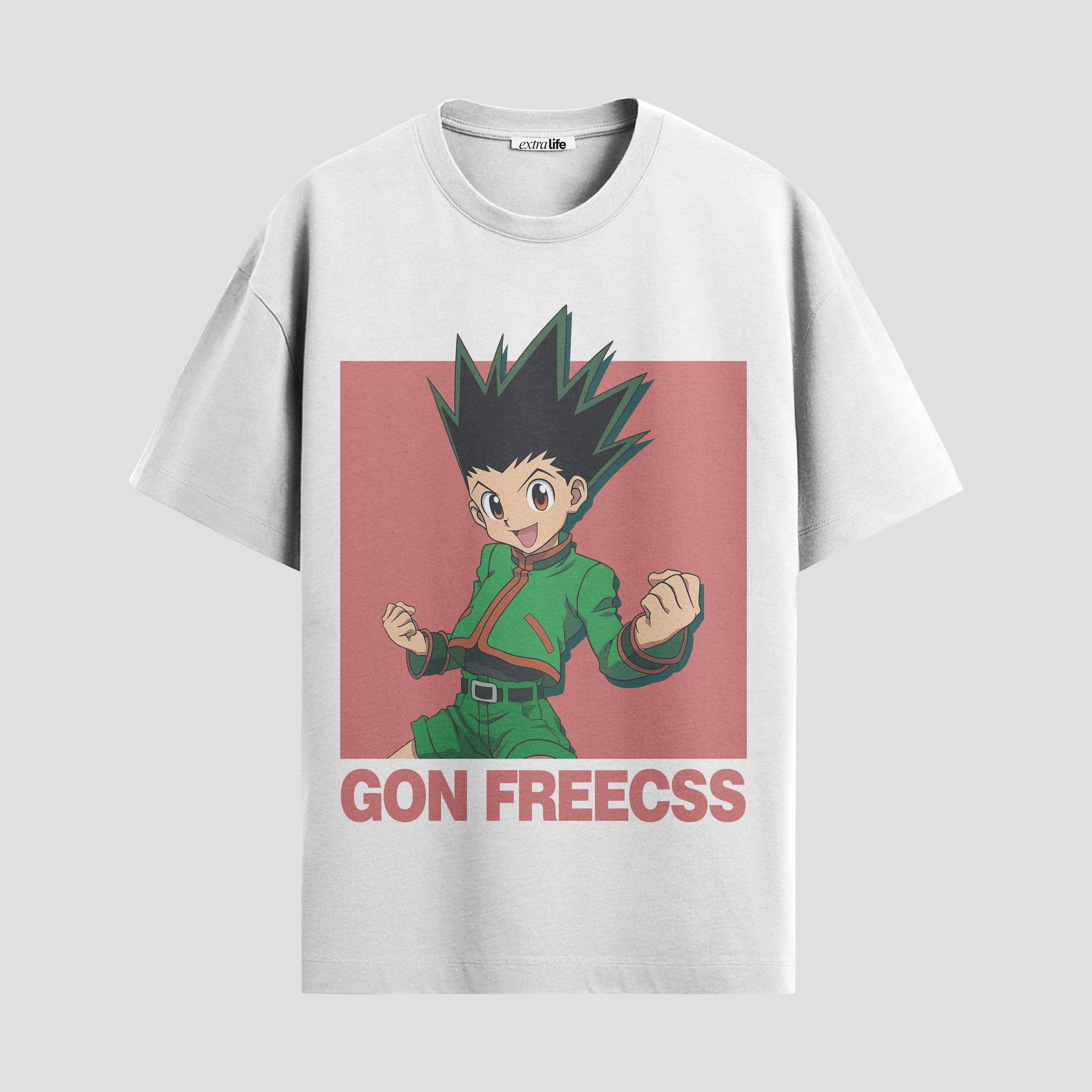 Playera urbana de anime y gaming ExtraLife MX, corte Standard Fit unisex ligero y transpirable en color Deep Black y Pure White, ropa de uso diario para gym y casual.