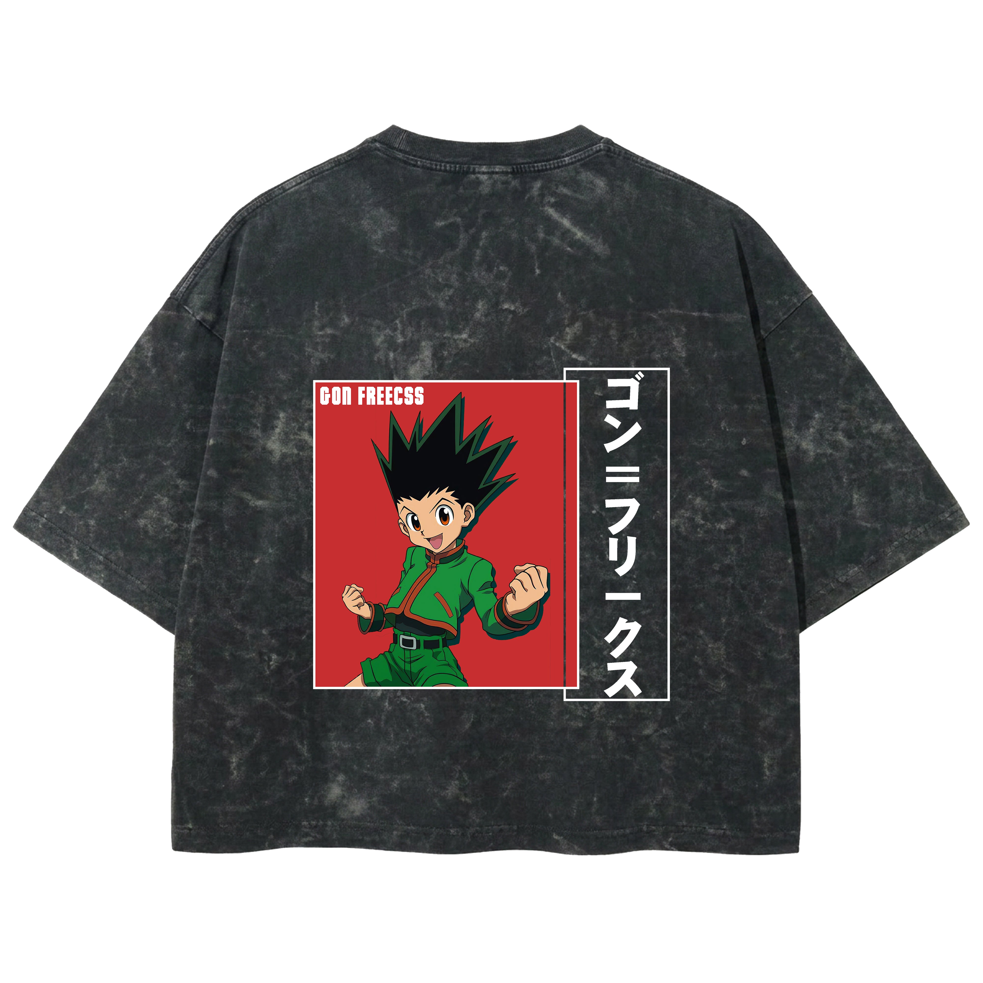 Playera streetwear premium de anime y gaming ExtraLife MX, corte boxy deluxe mineral wash heavyweight en color Acid Wash, moda urbana mexicana de culto.