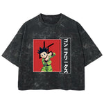 Playera streetwear premium de anime y gaming ExtraLife MX, corte boxy deluxe mineral wash heavyweight en color Acid Wash, moda urbana mexicana de culto.
