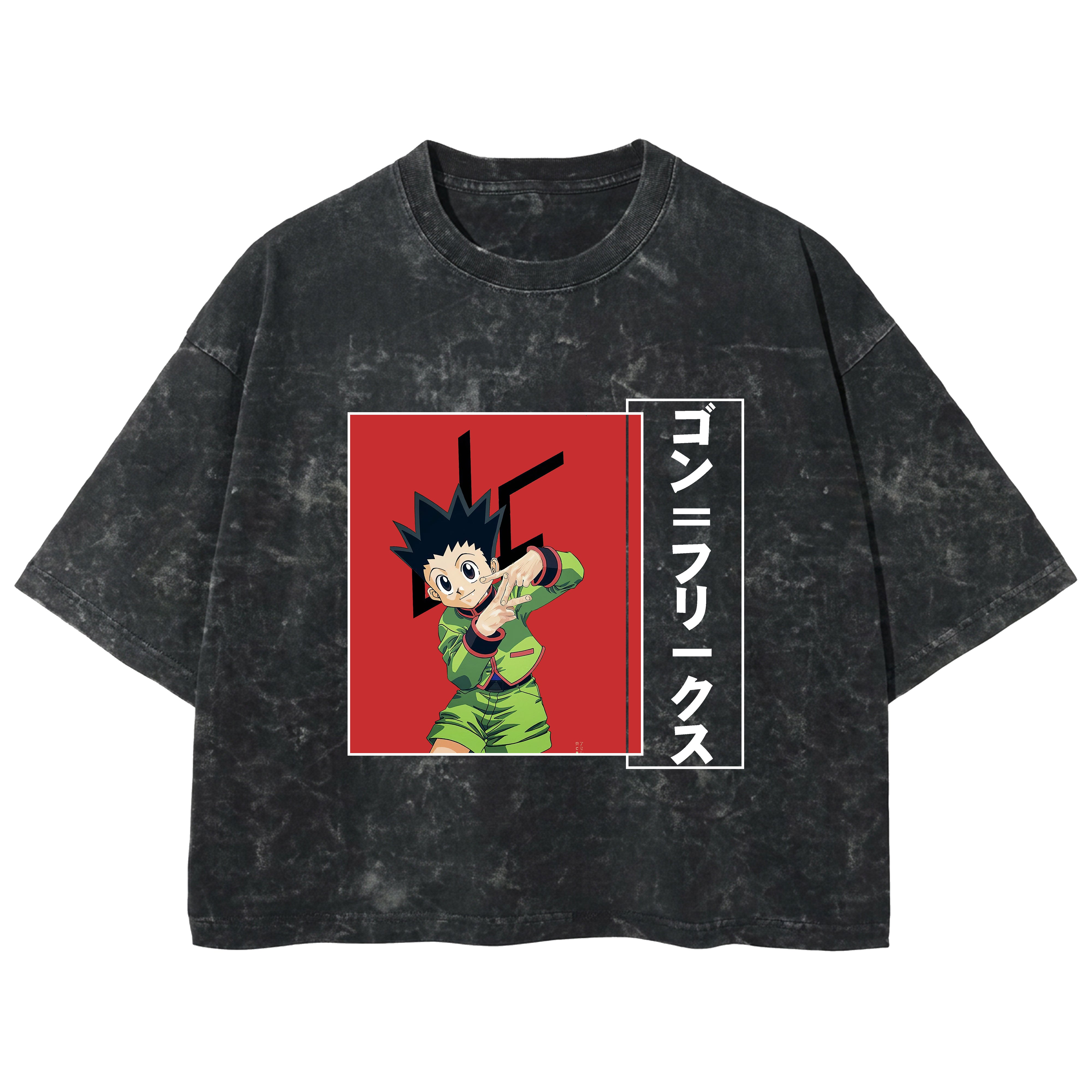 Playera streetwear premium de anime y gaming ExtraLife MX, corte boxy deluxe mineral wash heavyweight en color Acid Wash, moda urbana mexicana de culto.