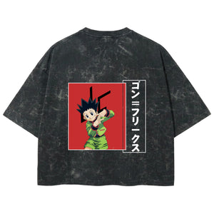 Playera streetwear premium de anime y gaming ExtraLife MX, corte boxy deluxe mineral wash heavyweight en color Acid Wash, moda urbana mexicana de culto.
