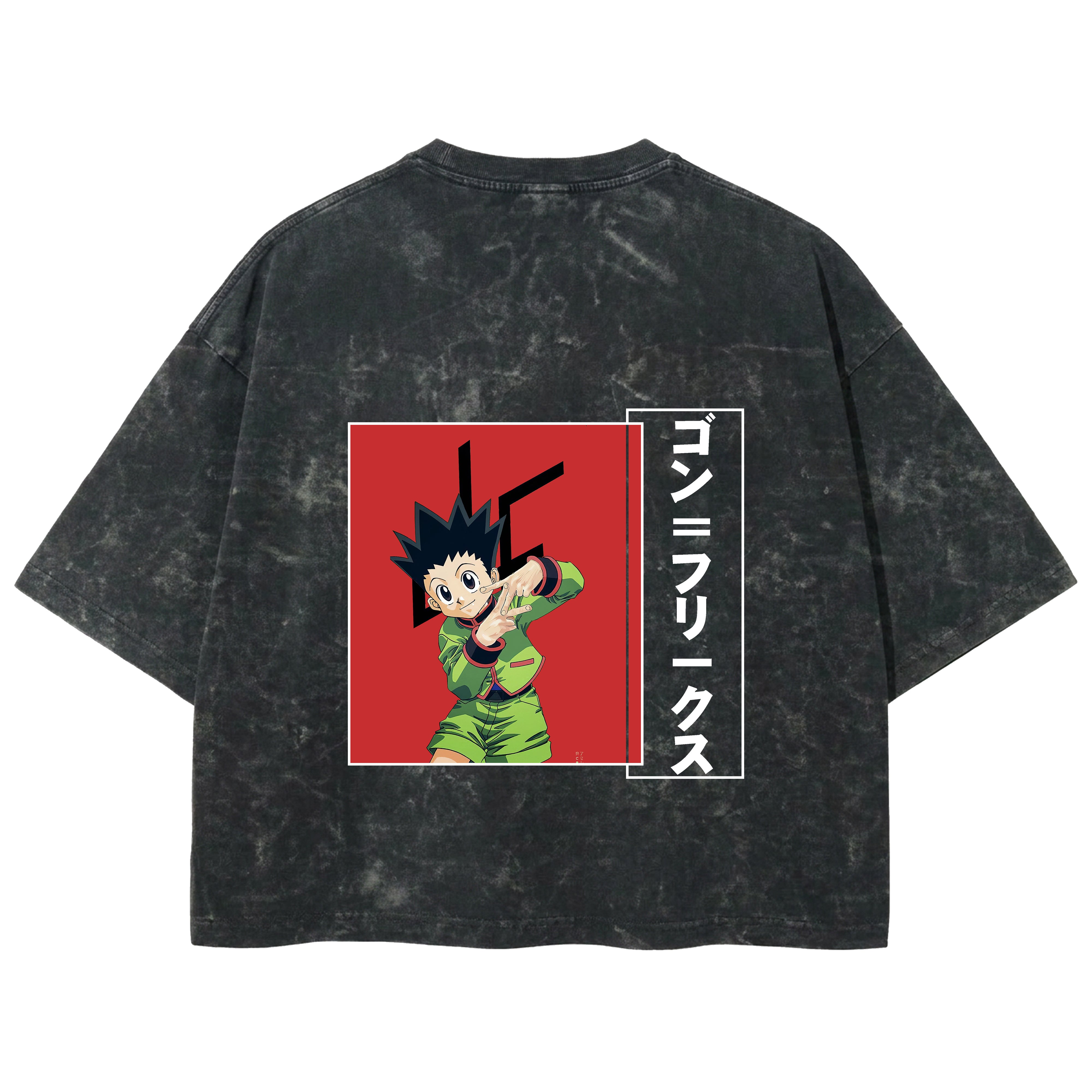 Playera streetwear premium de anime y gaming ExtraLife MX, corte boxy deluxe mineral wash heavyweight en color Acid Wash, moda urbana mexicana de culto.