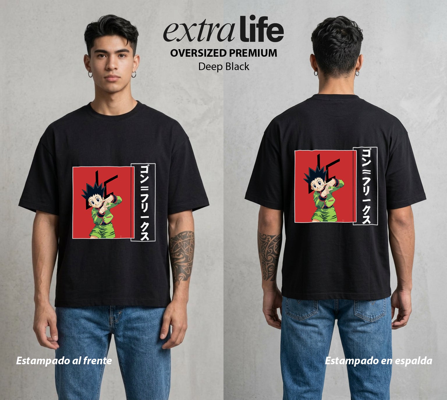 La Prueba del Cazador | El Nen de la Alegria #01576 - Playera Oversized Premium | Deep Black - Foto en modelo