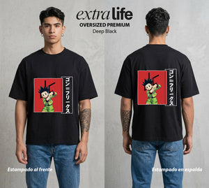 La Prueba del Cazador | El Nen de la Alegria #01576 - Playera Oversized Premium | Deep Black - Foto en modelo