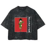 Playera streetwear premium de anime y gaming ExtraLife MX, corte boxy deluxe mineral wash heavyweight en color Acid Wash, moda urbana mexicana de culto.