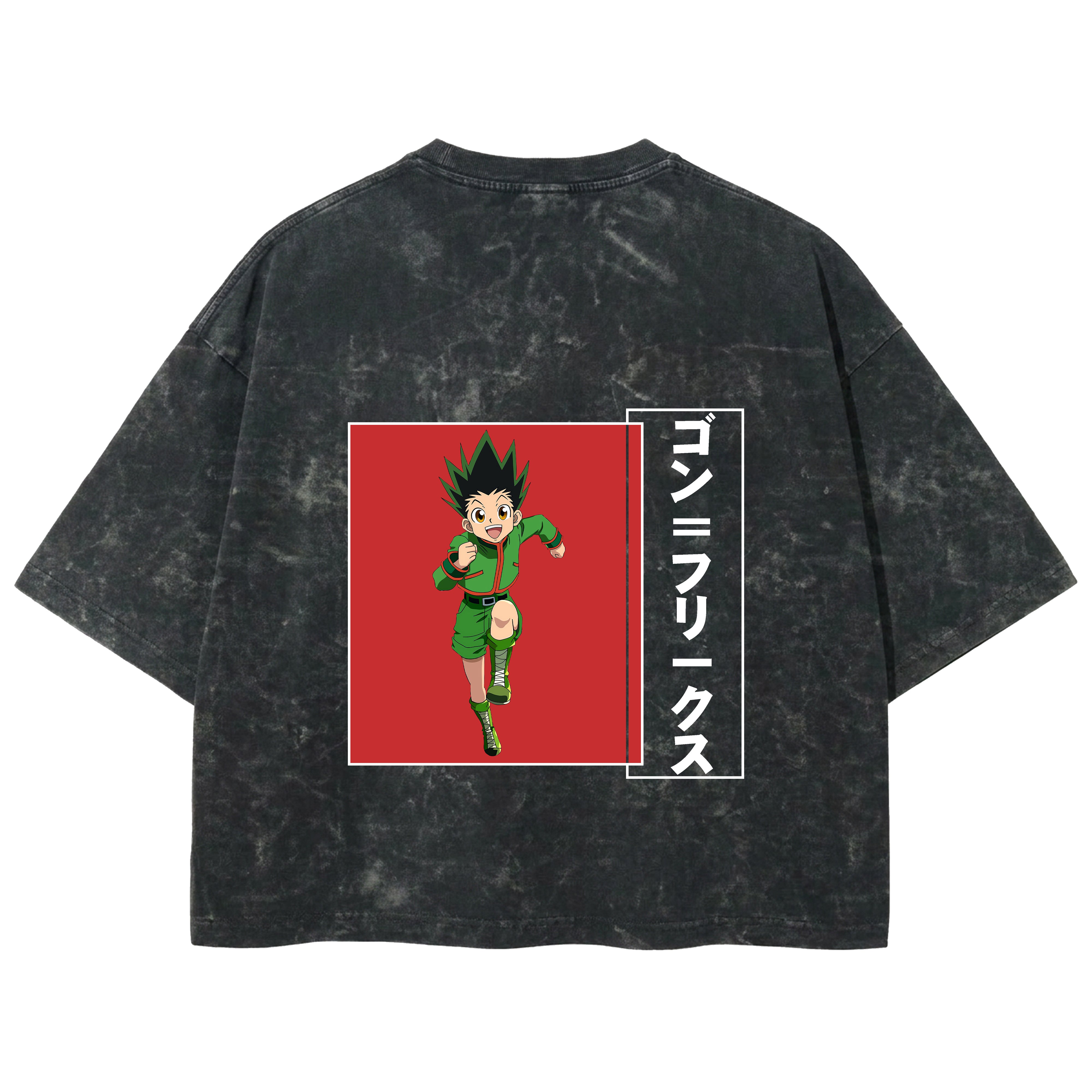 Playera streetwear premium de anime y gaming ExtraLife MX, corte boxy deluxe mineral wash heavyweight en color Acid Wash, moda urbana mexicana de culto.