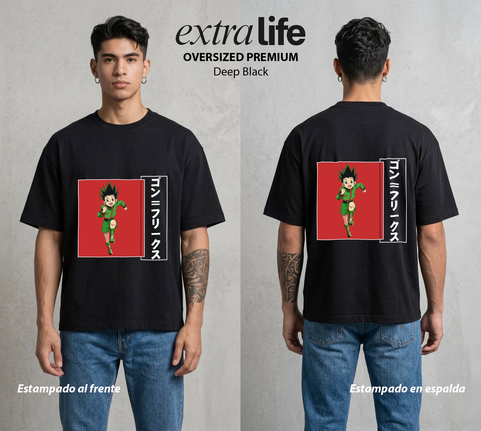 La Prueba del Cazador | La Alegria del Cazador #01577 - Playera Oversized Premium | Deep Black - Foto en modelo