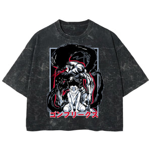 Playera streetwear premium de anime y gaming ExtraLife MX, corte boxy deluxe mineral wash heavyweight en color Acid Wash, moda urbana mexicana de culto.