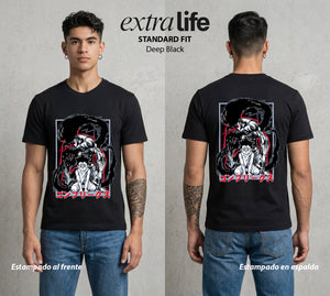 La Prueba del Cazador | La Alegria del Cazador #01578 - Playera Standard Fit | Deep Black - Foto en modelo