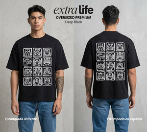 Pilotos de Acero | La Tripulacion de Acero #01579 - Playera Oversized Premium | Deep Black - Foto en modelo