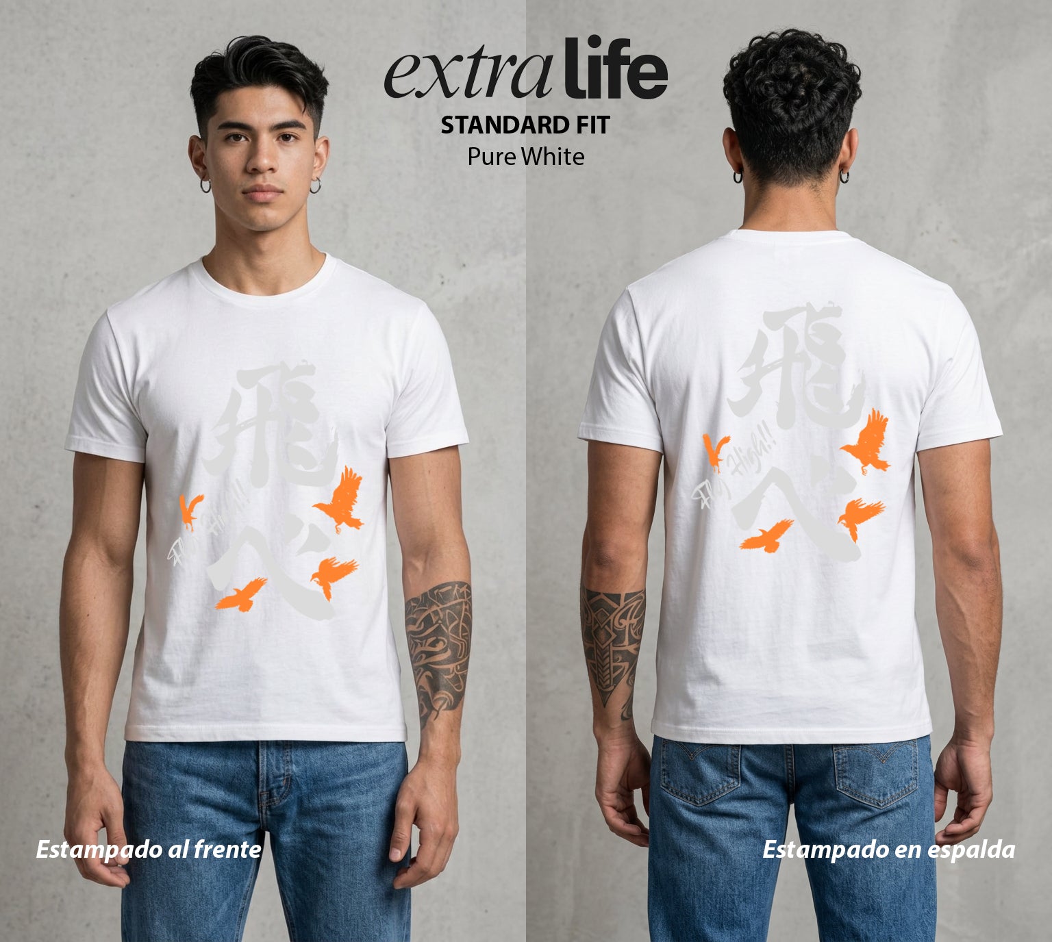 El Vuelo del Voleibol | Clase 1-A #01582 - Playera Standard Fit | Pure White - Foto en modelo