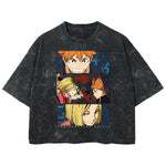 Playera streetwear premium de anime y gaming ExtraLife MX, corte boxy deluxe mineral wash heavyweight en color Acid Wash, moda urbana mexicana de culto.