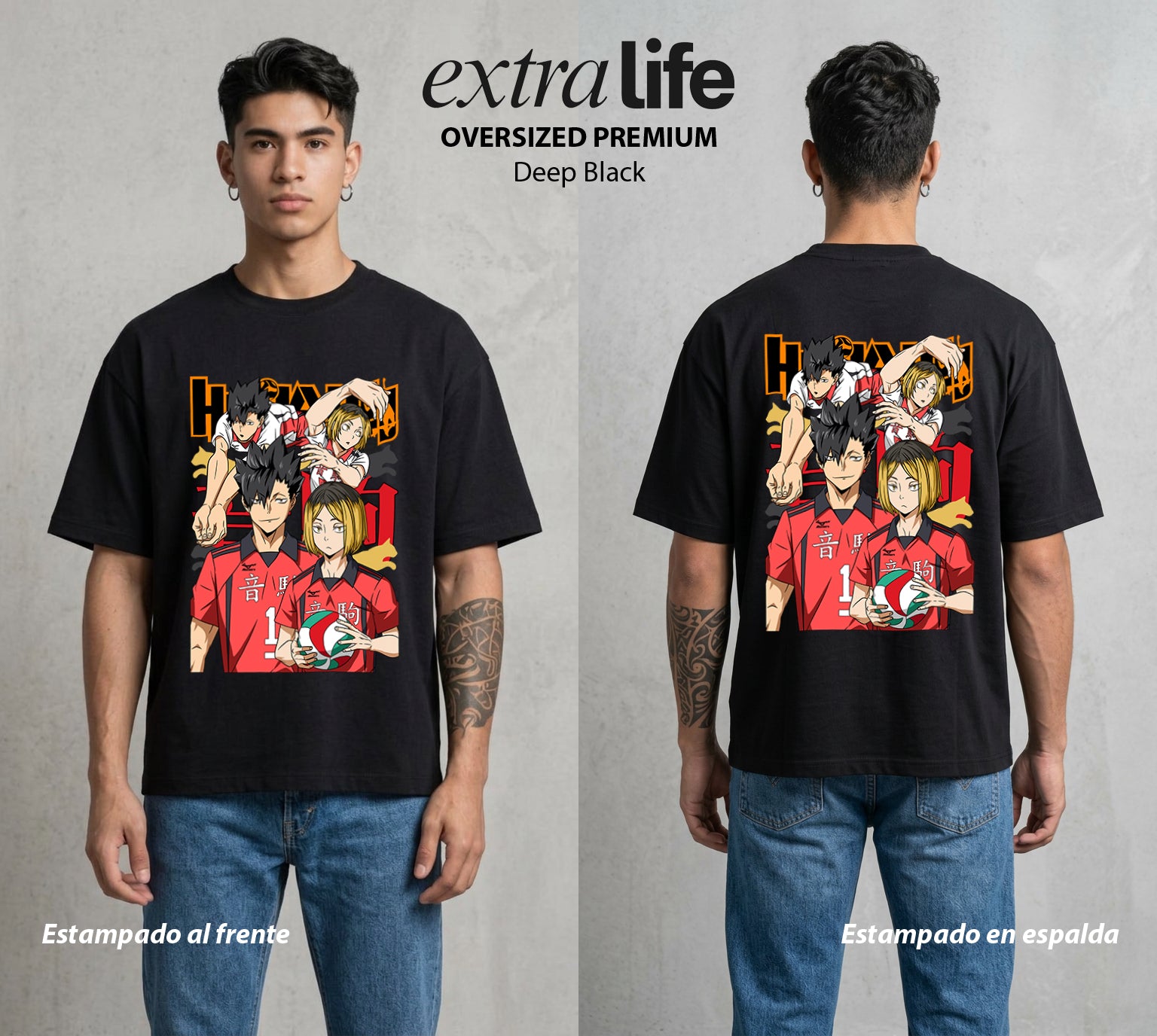 El Vuelo del Voleibol | El Capitan de la Guarida #01587 - Playera Oversized Premium | Deep Black - Foto en modelo