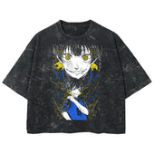 Playera streetwear premium de anime y gaming ExtraLife MX, corte boxy deluxe mineral wash heavyweight en color Acid Wash, moda urbana mexicana de culto.