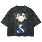 Playera streetwear premium de anime y gaming ExtraLife MX, corte boxy deluxe mineral wash heavyweight en color Acid Wash, moda urbana mexicana de culto.
