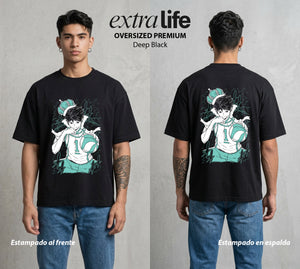 El Vuelo del Voleibol | El Gran Rey #01589 - Playera Oversized Premium | Deep Black - Foto en modelo