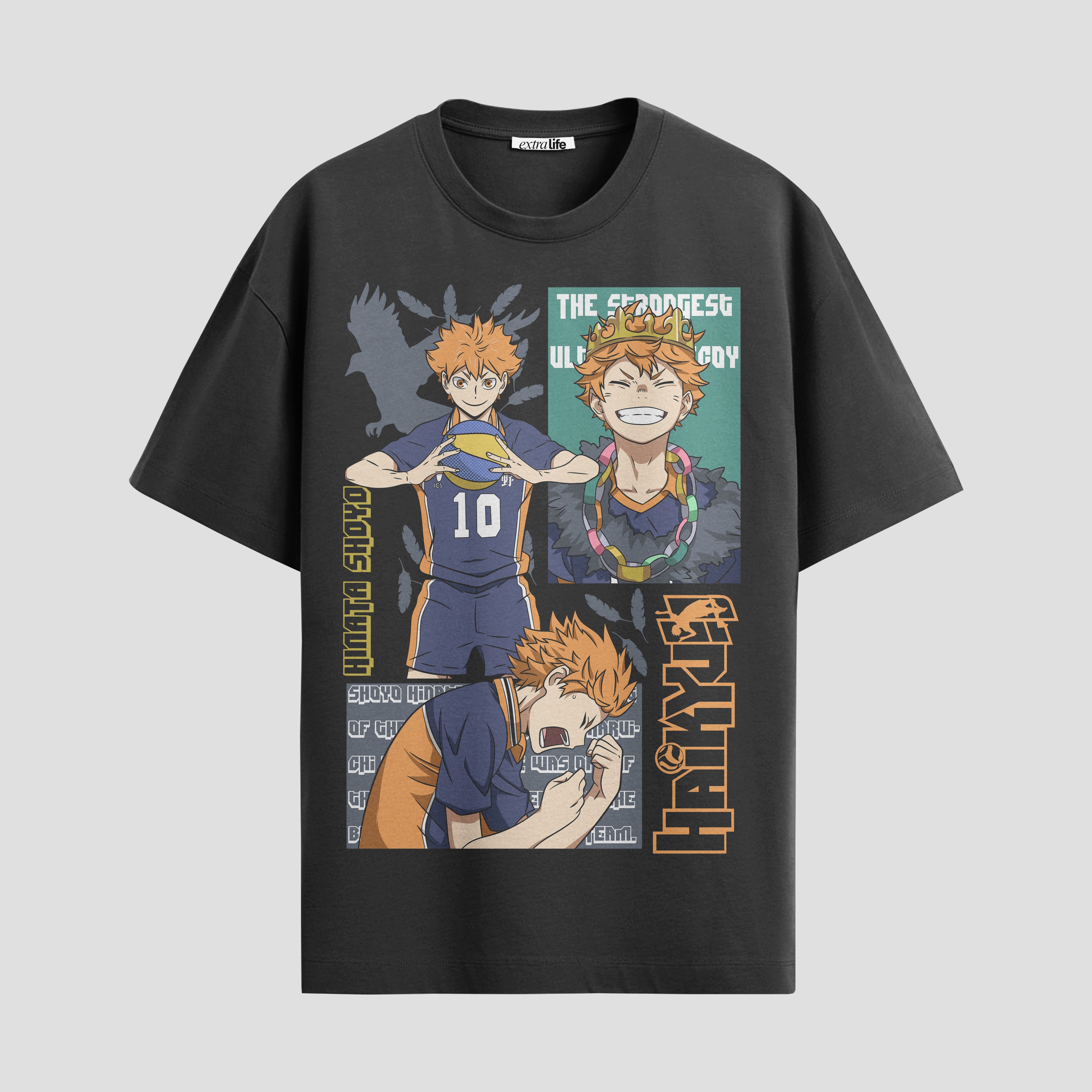 Playera urbana de anime y gaming ExtraLife MX, corte Standard Fit unisex ligero y transpirable en color Deep Black y Pure White, ropa de uso diario para gym y casual.