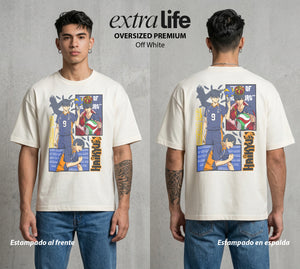 El Vuelo del Voleibol | El Rey del Ataque #01592 - Playera Oversized Premium | Off White - Foto en modelo
