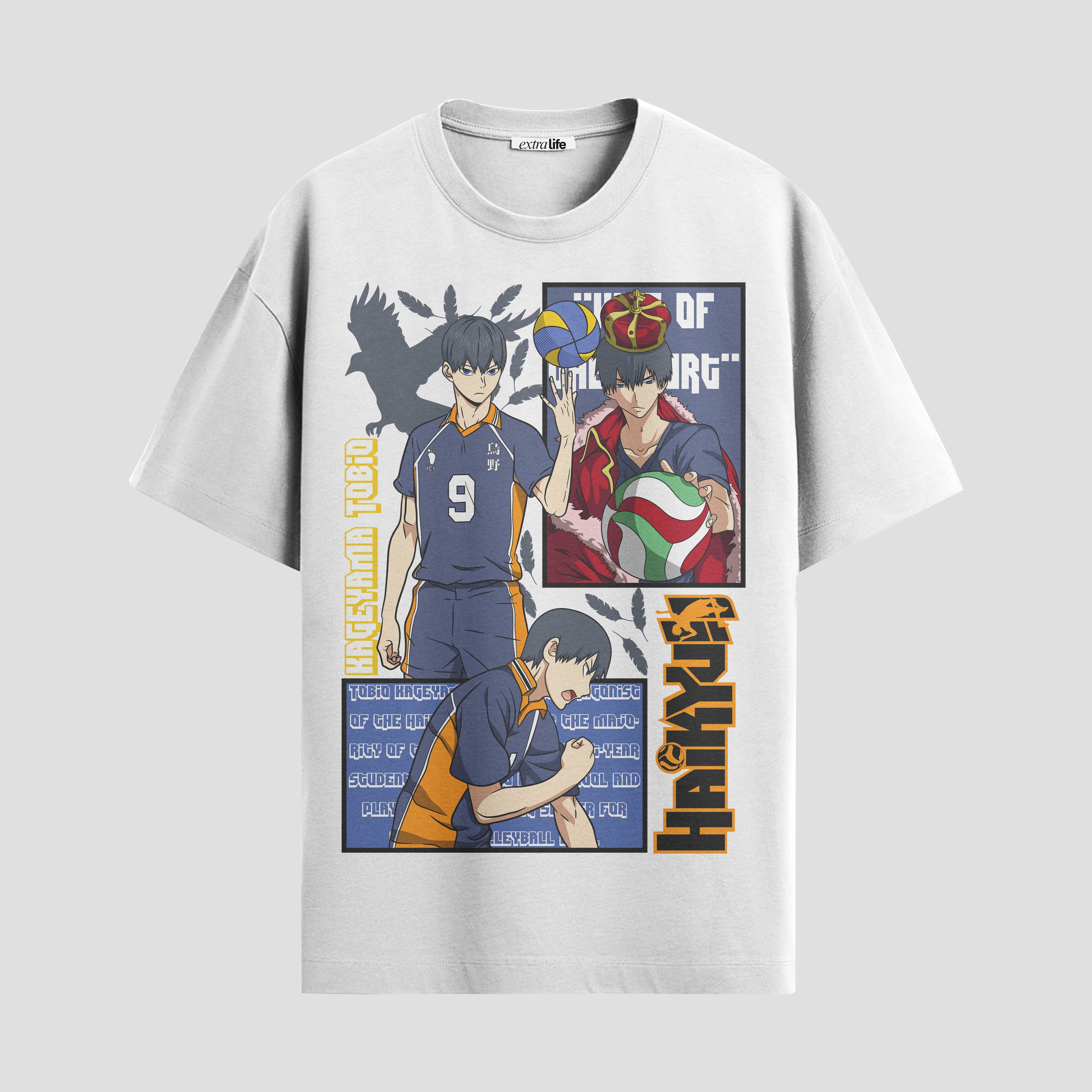 Playera urbana de anime y gaming ExtraLife MX, corte Standard Fit unisex ligero y transpirable en color Deep Black y Pure White, ropa de uso diario para gym y casual.