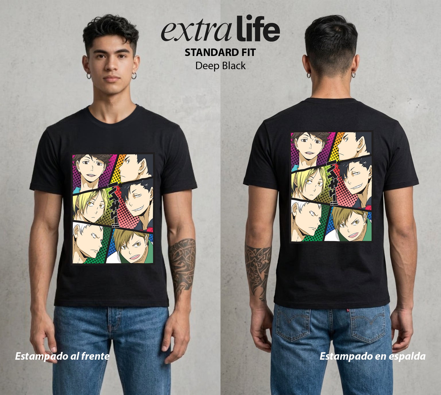 El Vuelo del Voleibol | Los Rostros del Universo #01597 - Playera Standard Fit | Deep Black - Foto en modelo
