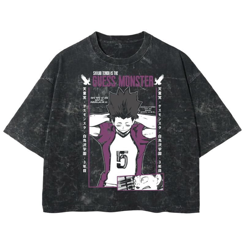 Playera streetwear premium de anime y gaming ExtraLife MX, corte boxy deluxe mineral wash heavyweight en color Acid Wash, moda urbana mexicana de culto.