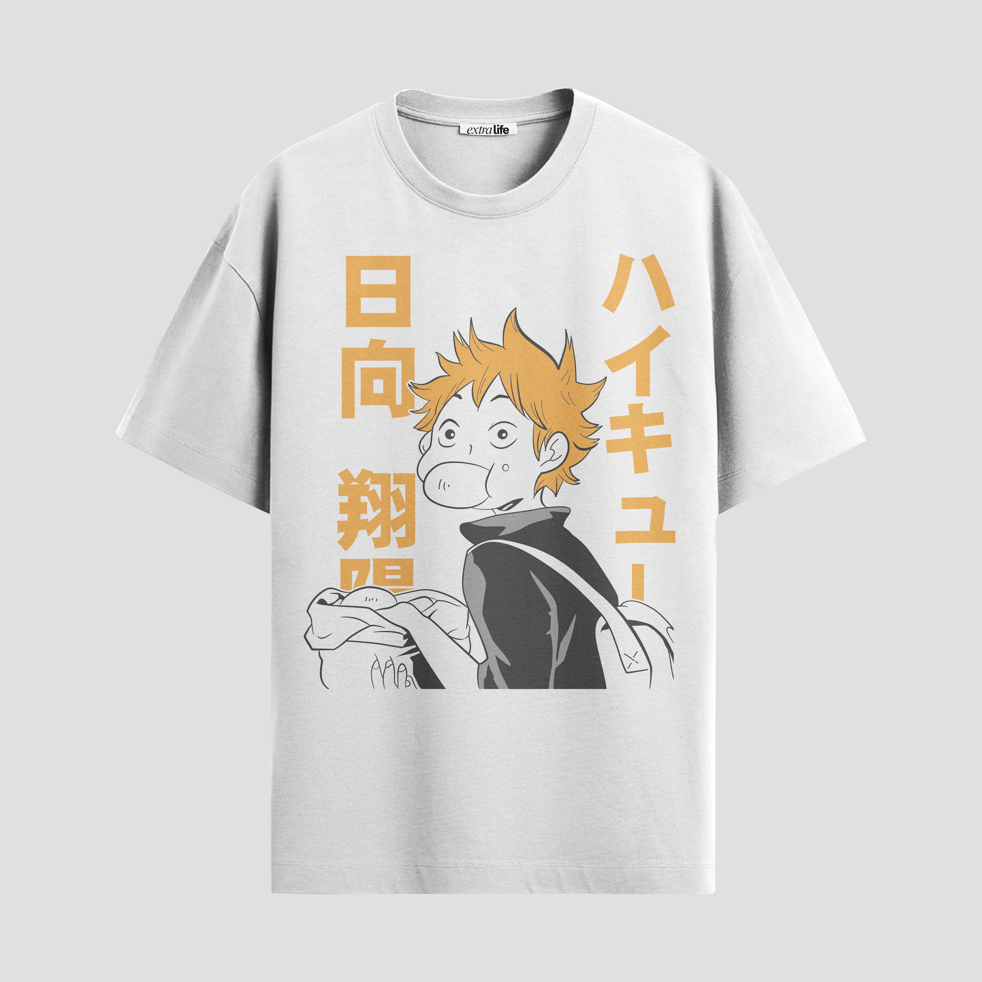 Playera urbana de anime y gaming ExtraLife MX, corte Standard Fit unisex ligero y transpirable en color Deep Black y Pure White, ropa de uso diario para gym y casual.