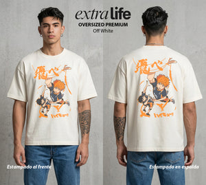 El Vuelo del Voleibol | El Setter del Poder #01605 - Playera Oversized Premium | Off White - Foto en modelo