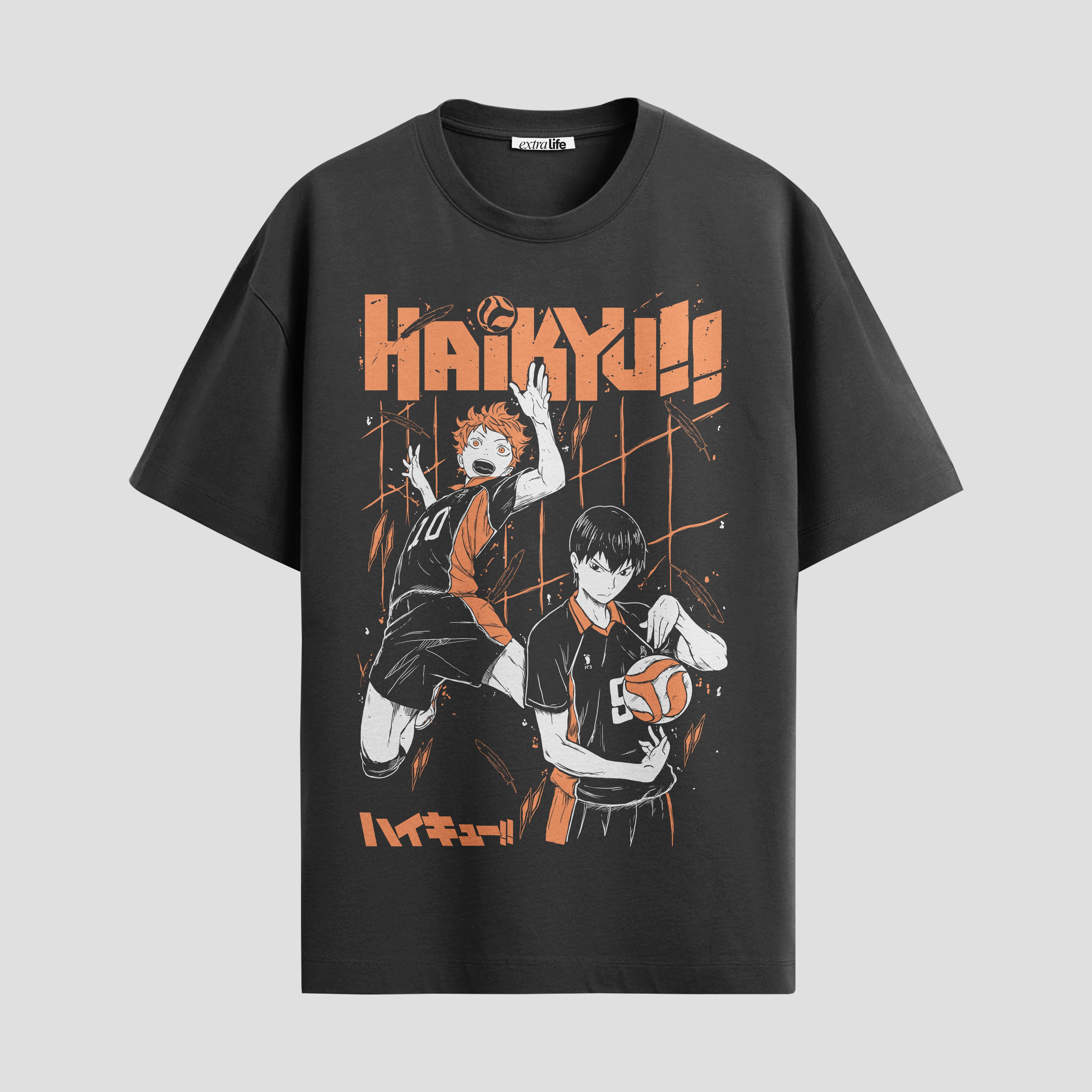 Playera urbana de anime y gaming ExtraLife MX, corte Standard Fit unisex ligero y transpirable en color Deep Black y Pure White, ropa de uso diario para gym y casual.