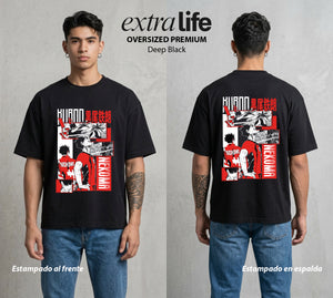 El Vuelo del Voleibol | El Capitan de la Guarida #01608 - Playera Oversized Premium | Deep Black - Foto en modelo