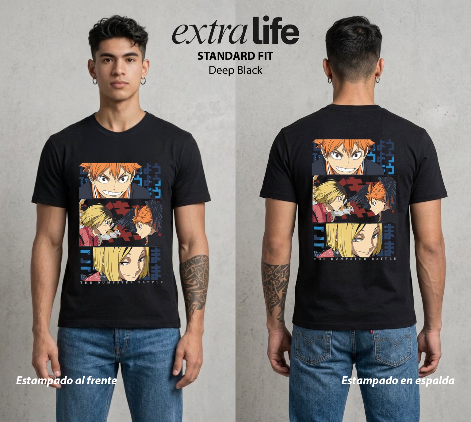 El Vuelo del Voleibol | Haikyuu The Dumpster Battle Batalla del Basurero #01609 - Playera Standard Fit | Deep Black - Foto en modelo