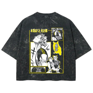 Playera streetwear premium de anime y gaming ExtraLife MX, corte boxy deluxe mineral wash heavyweight en color Acid Wash, moda urbana mexicana de culto.