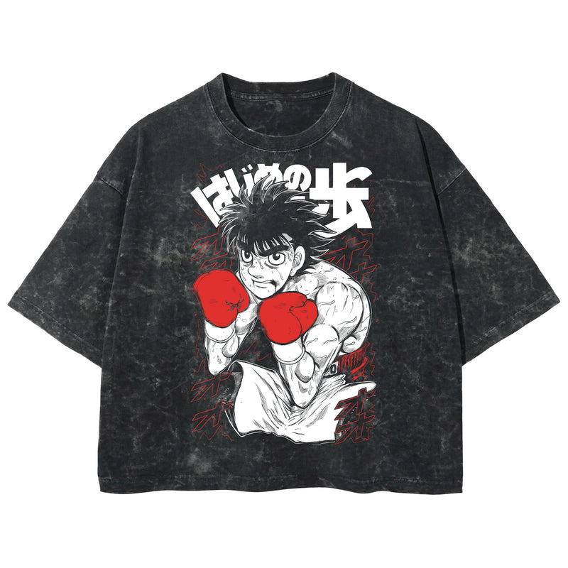 Playera streetwear premium de anime y gaming ExtraLife MX, corte boxy deluxe mineral wash heavyweight en color Acid Wash, moda urbana mexicana de culto.