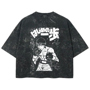 Playera streetwear premium de anime y gaming ExtraLife MX, corte boxy deluxe mineral wash heavyweight en color Acid Wash, moda urbana mexicana de culto.
