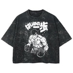 Playera streetwear premium de anime y gaming ExtraLife MX, corte boxy deluxe mineral wash heavyweight en color Acid Wash, moda urbana mexicana de culto.