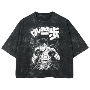 Playera streetwear premium de anime y gaming ExtraLife MX, corte boxy deluxe mineral wash heavyweight en color Acid Wash, moda urbana mexicana de culto.