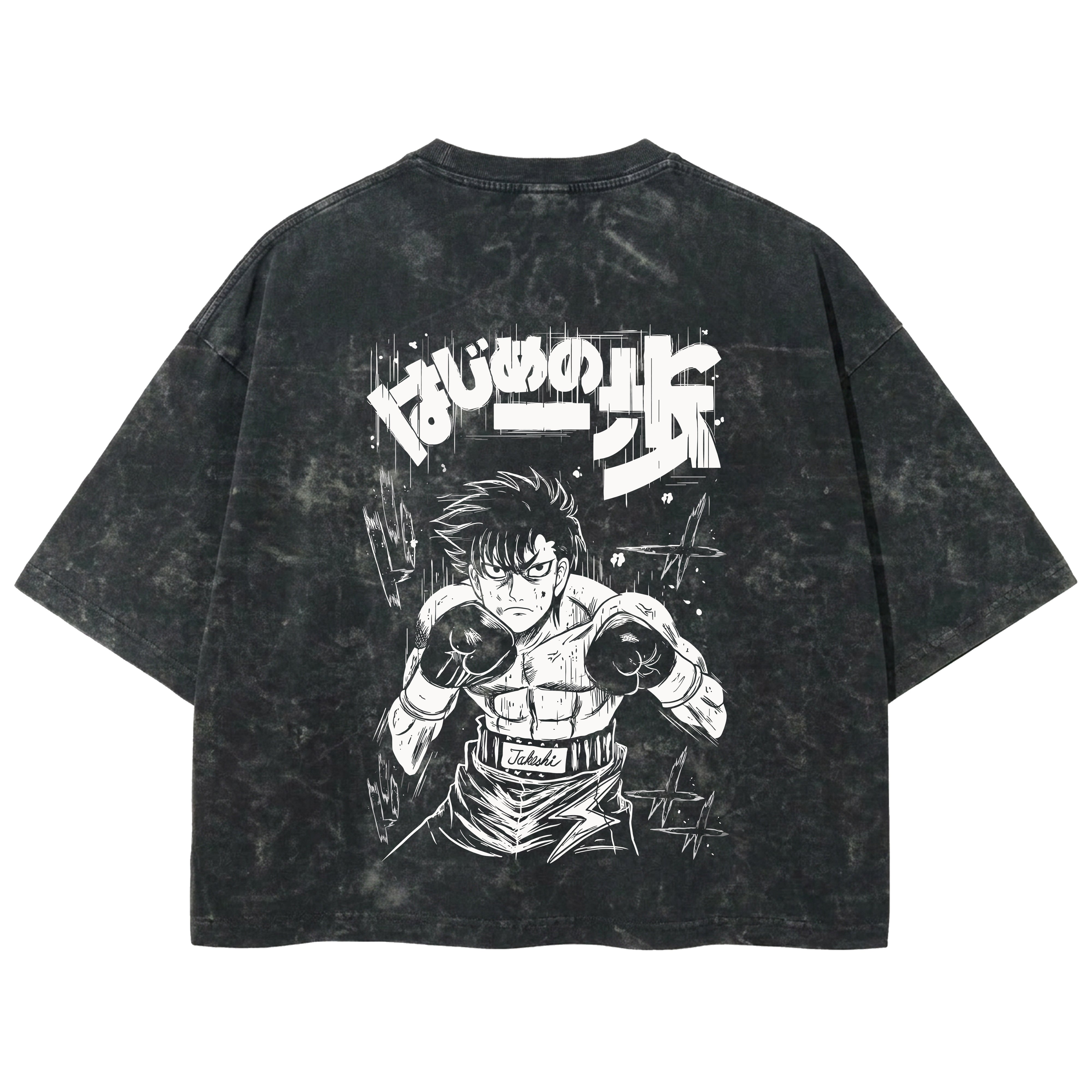 Playera streetwear premium de anime y gaming ExtraLife MX, corte boxy deluxe mineral wash heavyweight en color Acid Wash, moda urbana mexicana de culto.
