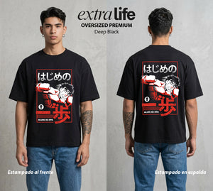 El Ring del Campeon | El Campeon del Esfuerzo #01620 - Playera Oversized Premium | Deep Black - Foto en modelo