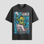 Playera urbana de anime y gaming ExtraLife MX, corte Standard Fit unisex ligero y transpirable en color Deep Black y Pure White, ropa de uso diario para gym y casual.
