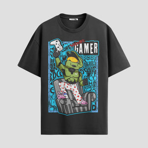 Playera urbana de anime y gaming ExtraLife MX, corte Standard Fit unisex ligero y transpirable en color Deep Black y Pure White, ropa de uso diario para gym y casual.