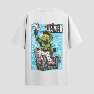 Playera urbana de anime y gaming ExtraLife MX, corte Standard Fit unisex ligero y transpirable en color Deep Black y Pure White, ropa de uso diario para gym y casual.