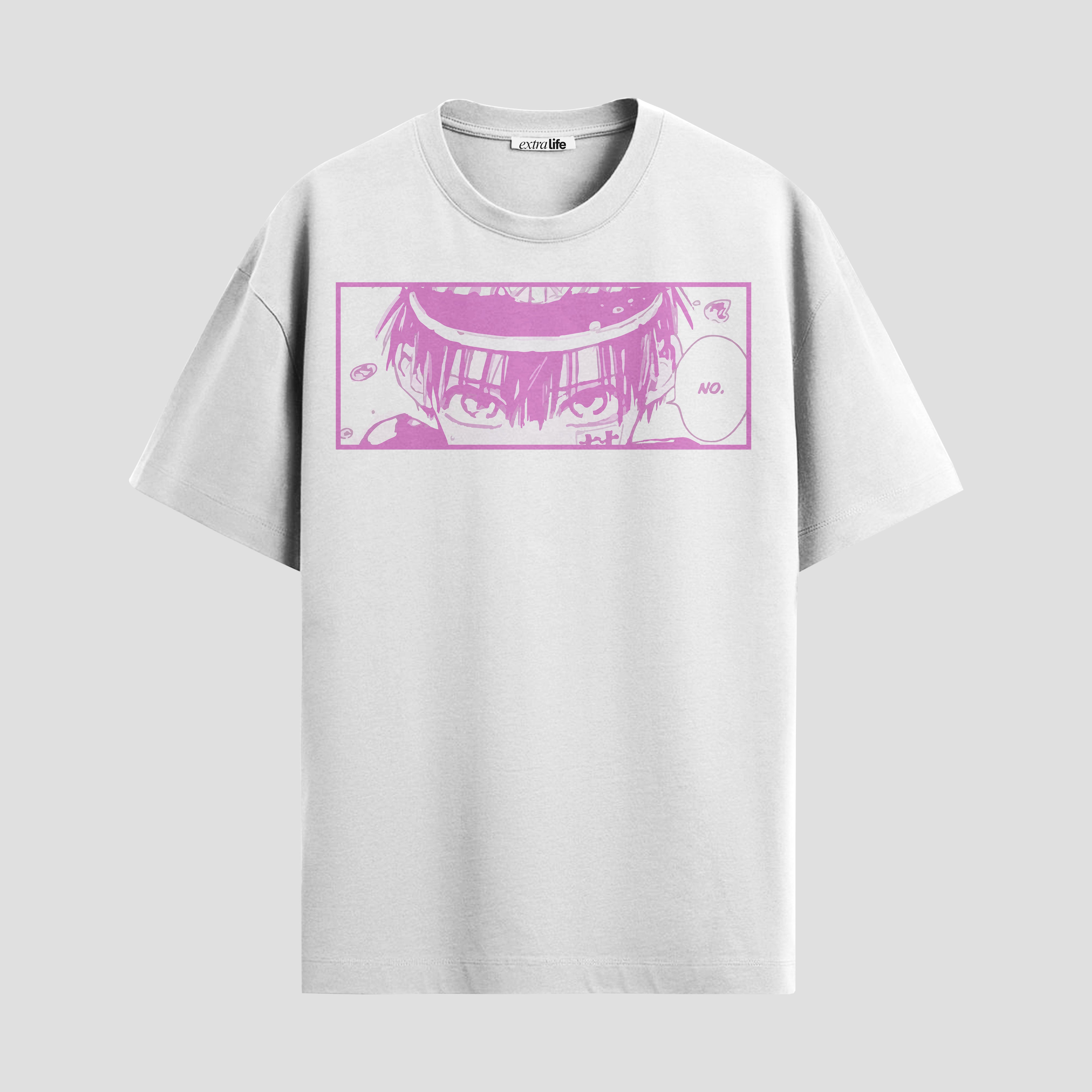 Playera urbana de anime y gaming ExtraLife MX, corte Standard Fit unisex ligero y transpirable en color Deep Black y Pure White, ropa de uso diario para gym y casual.