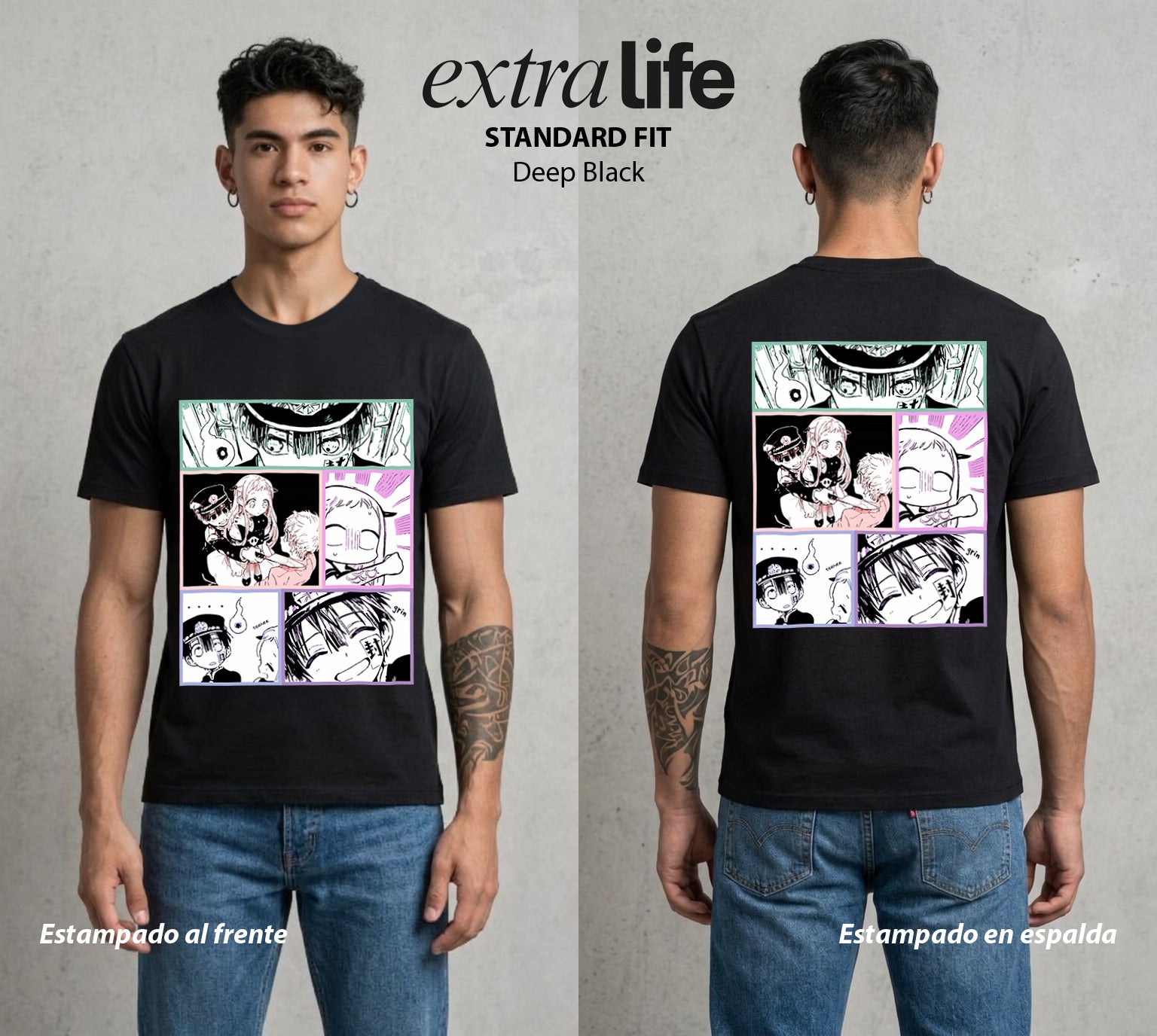 El Fantasma del Bano | Los Heroes del Futuro #01626 - Playera Standard Fit | Deep Black - Foto en modelo