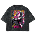 Playera streetwear premium de anime y gaming ExtraLife MX, corte boxy deluxe mineral wash heavyweight en color Acid Wash, moda urbana mexicana de culto.