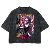 Playera streetwear premium de anime y gaming ExtraLife MX, corte boxy deluxe mineral wash heavyweight en color Acid Wash, moda urbana mexicana de culto.