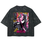 Playera streetwear premium de anime y gaming ExtraLife MX, corte boxy deluxe mineral wash heavyweight en color Acid Wash, moda urbana mexicana de culto.