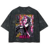 Playera streetwear premium de anime y gaming ExtraLife MX, corte boxy deluxe mineral wash heavyweight en color Acid Wash, moda urbana mexicana de culto.