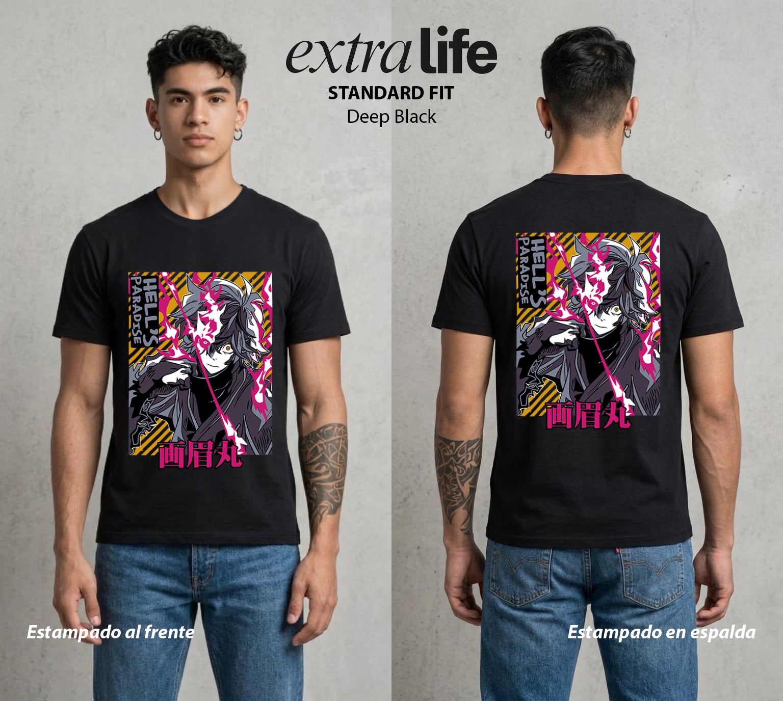 El Paraiso Infernal | El Ninja del Vacio #01631 - Playera Standard Fit | Deep Black - Foto en modelo