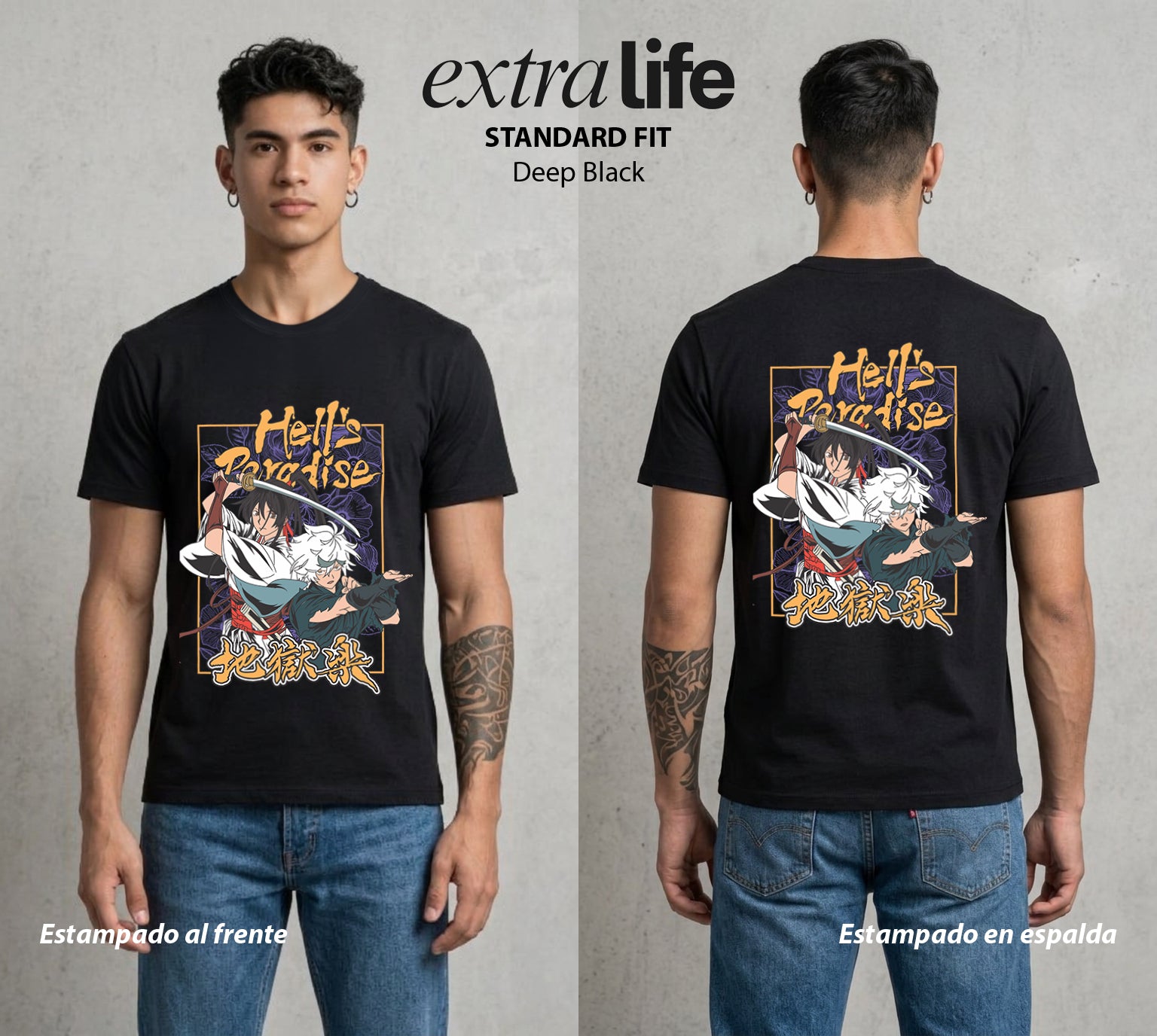 El Paraiso Infernal | El Ninja del Vacio #01632 - Playera Standard Fit | Deep Black - Foto en modelo